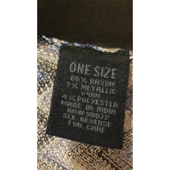 Steve Madden Women's Open Cardigan Kimono Chevron Gray Blue Metallic Gold OS - Picture 6 of 6